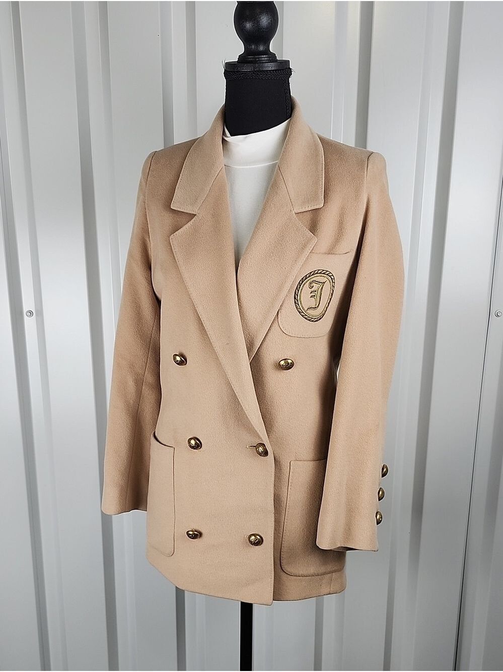Jaeger Vintage Double-Breasted Blazer Wool Cashmere Womens Sz 6 Classic Luxury